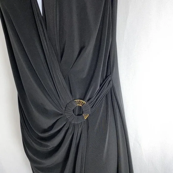 Jones Studio Faux Wrap Dress size 10 Side Ruching - Picture 4 of 9